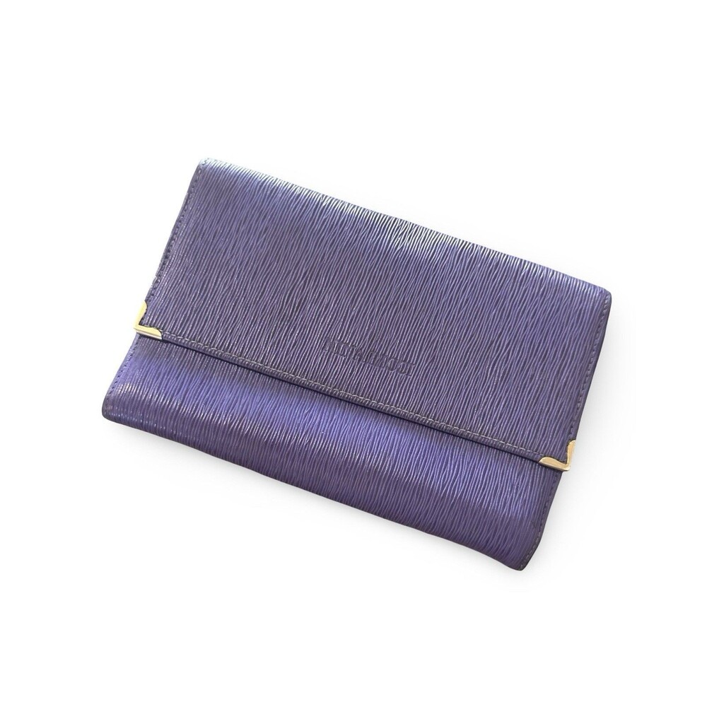 Nina Ricci Purple Wallet kisslock Epi Embossed Leather NINA